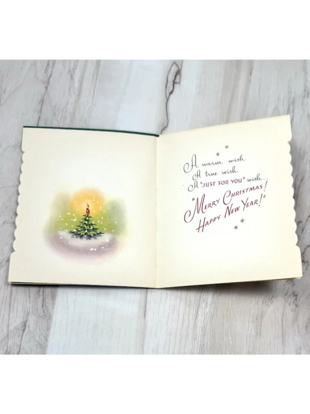 VTG UNUSED Christmas Card Artist EVE ROCKWELL Cheerie Cherubs Tree Lighting 103